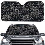 Black White Palm Tree Pattern Print Car Windshield Sun Shade