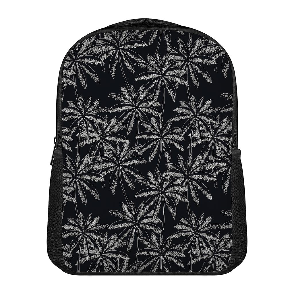 Black White Palm Tree Pattern Print Casual Backpack
