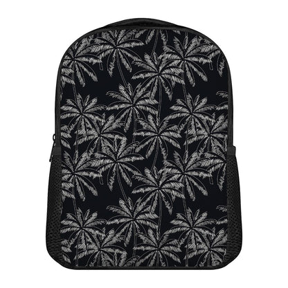 Black White Palm Tree Pattern Print Casual Backpack