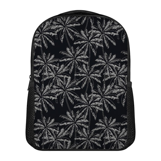 Black White Palm Tree Pattern Print Casual Backpack