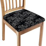 Black White Palm Tree Pattern Print Chair Cushion Cover