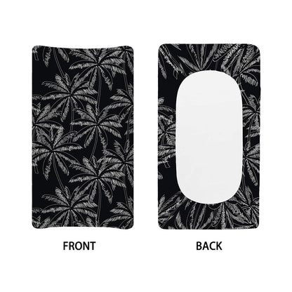 Black White Palm Tree Pattern Print Changing Pad Cover