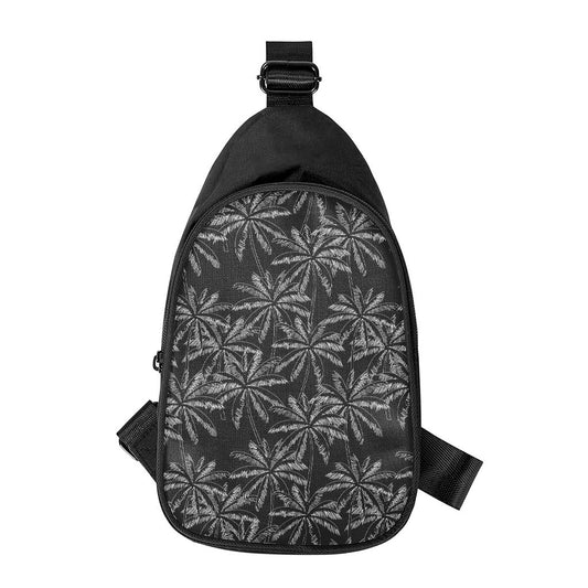 Black White Palm Tree Pattern Print Chest Bag