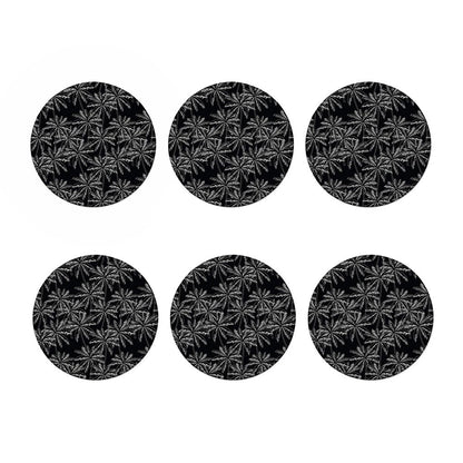 Black White Palm Tree Pattern Print Coaster Set
