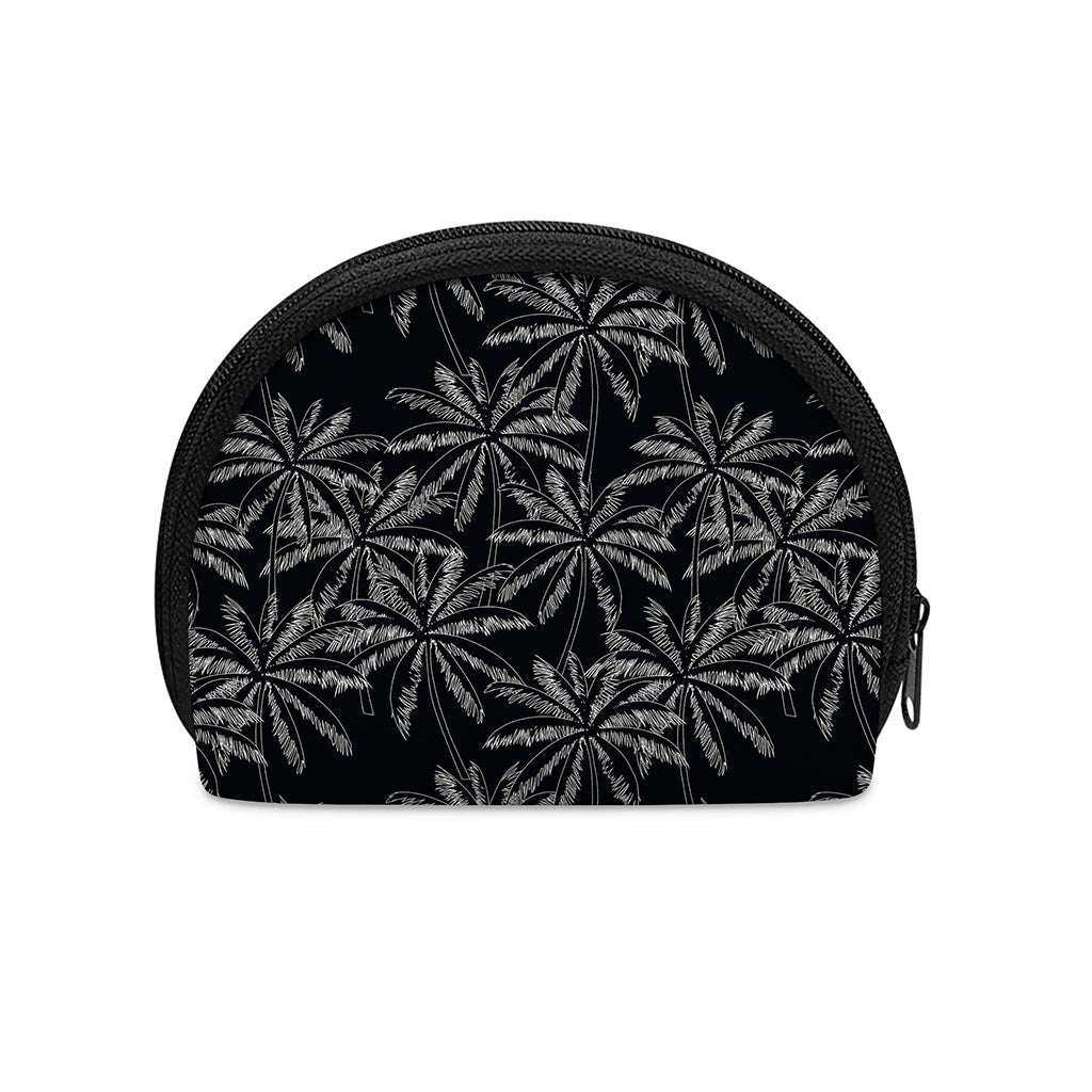 Black White Palm Tree Pattern Print Coin Purse