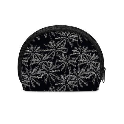 Black White Palm Tree Pattern Print Coin Purse