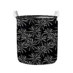 Black White Palm Tree Pattern Print Collapsible Laundry Basket