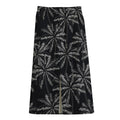 Black White Palm Tree Pattern Print Cotton Front Slit Maxi Skirt