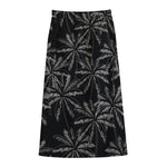Black White Palm Tree Pattern Print Cotton Front Slit Maxi Skirt