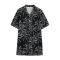 Black White Palm Tree Pattern Print Cotton Hawaiian Shirt