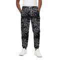 Black White Palm Tree Pattern Print Cotton Sweatpants