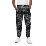 Black White Palm Tree Pattern Print Cotton Pants