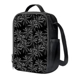 Black White Palm Tree Pattern Print Crossbody Lunch Bag
