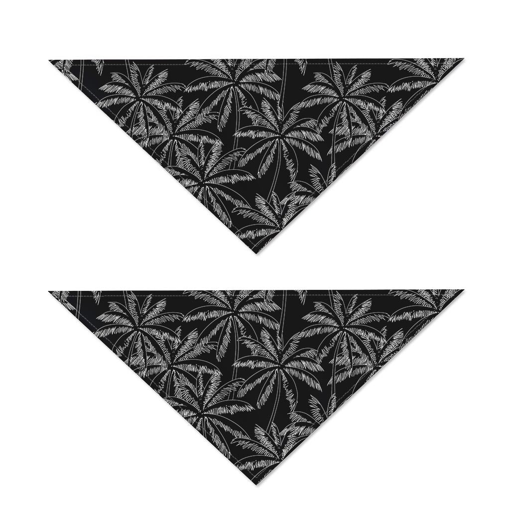 Black White Palm Tree Pattern Print Dog Bandana
