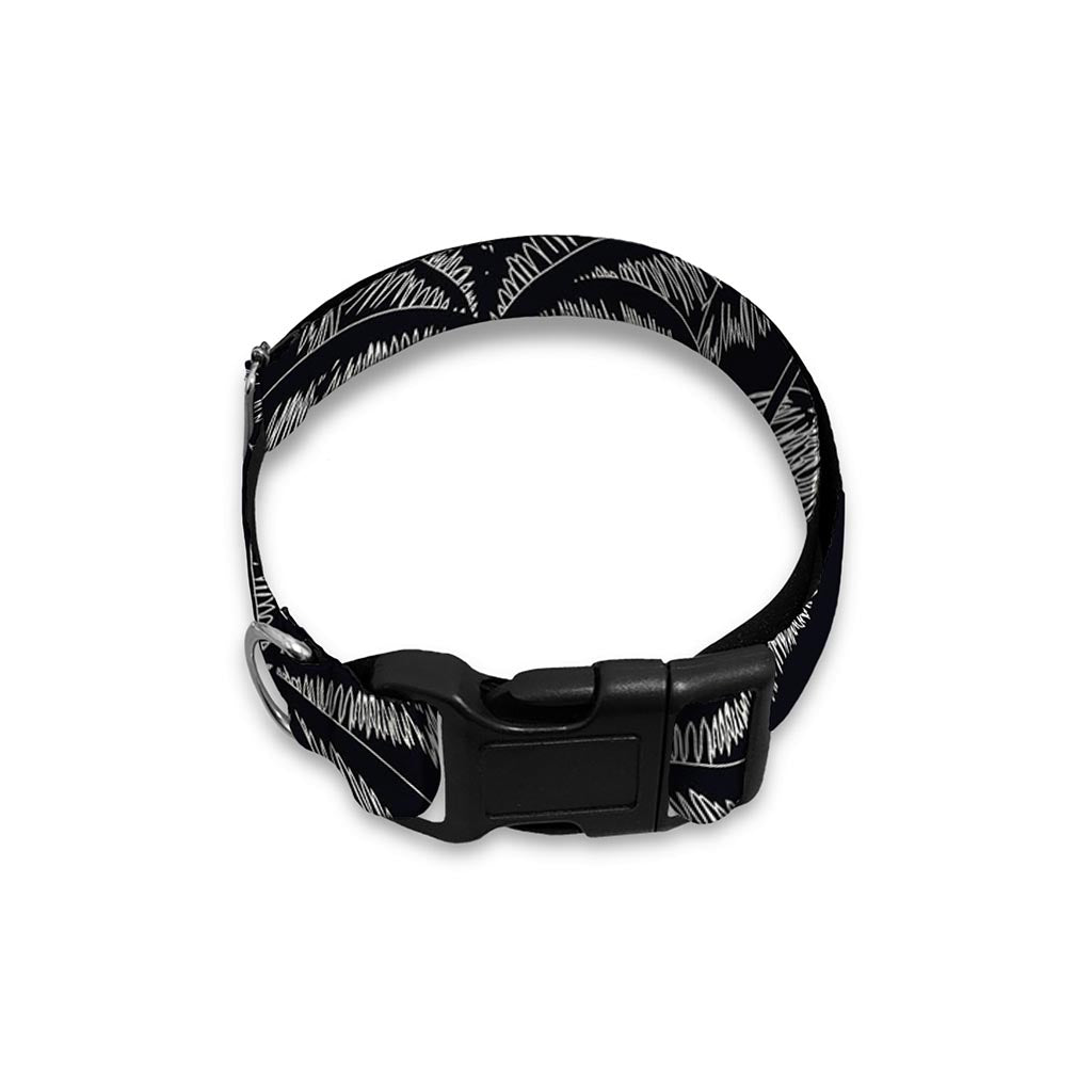 Black White Palm Tree Pattern Print Dog Collar