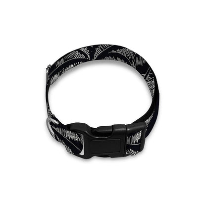 Black White Palm Tree Pattern Print Dog Collar
