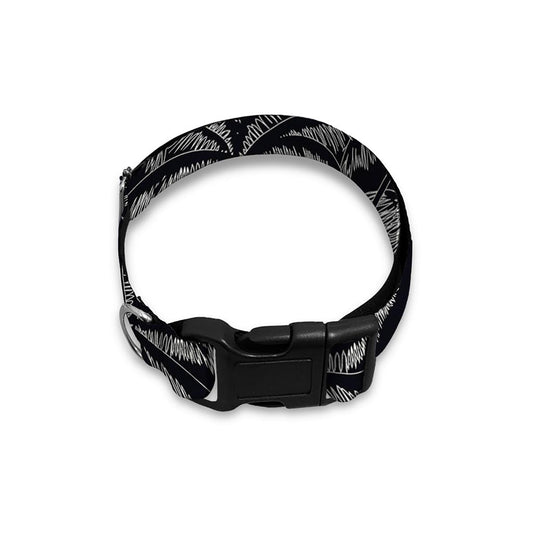 Black White Palm Tree Pattern Print Dog Collar