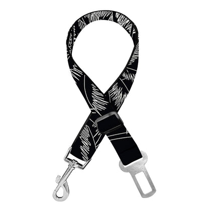 Black White Palm Tree Pattern Print Dog Seat Belt