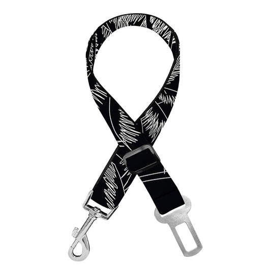 Black White Palm Tree Pattern Print Dog Seat Belt
