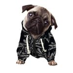 Black White Palm Tree Pattern Print Dog Zip Up Hoodie