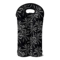 Black White Palm Tree Pattern Print Double Neoprene Wine Tote