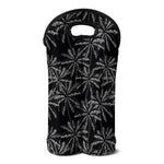 Black White Palm Tree Pattern Print Double Neoprene Wine Tote