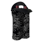 Black White Palm Tree Pattern Print Double Neoprene Wine Tote