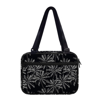 Black White Palm Tree Pattern Print Double Strap Bible Bag