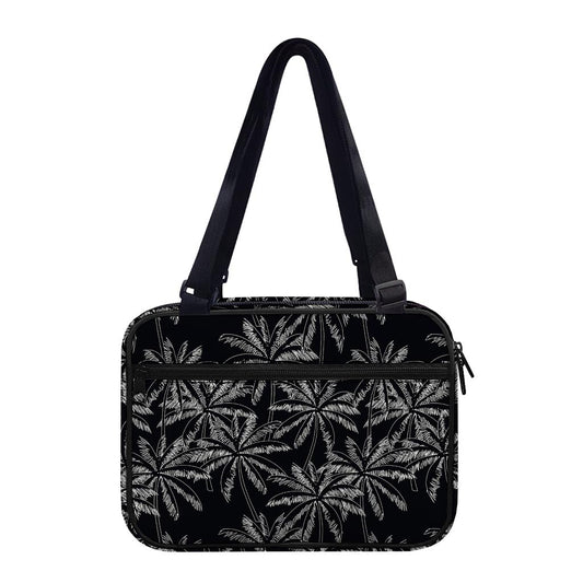 Black White Palm Tree Pattern Print Double Strap Bible Bag