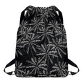 Black White Palm Tree Pattern Print Drawstring Backpack