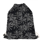 Black White Palm Tree Pattern Print Drawstring Bag