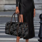 Black White Palm Tree Pattern Print Duffle Bag
