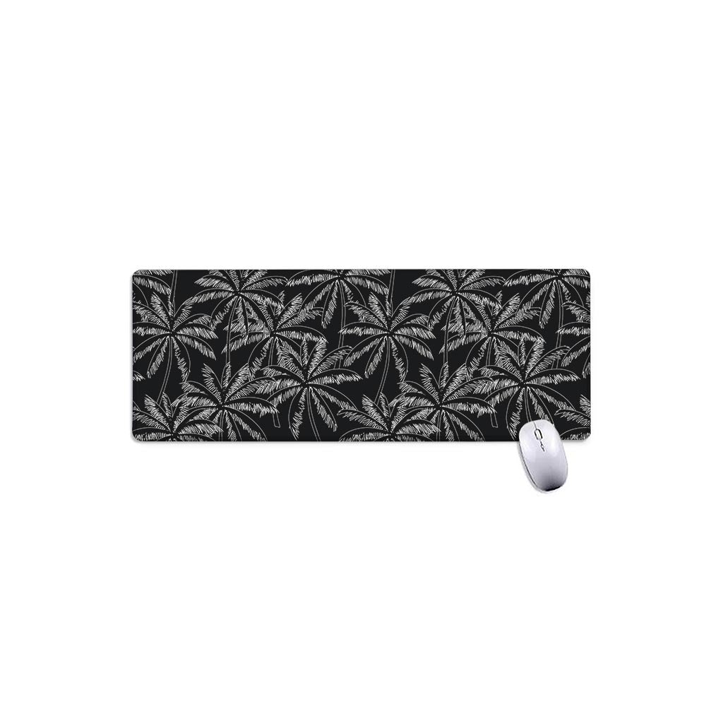 Black White Palm Tree Pattern Print Extended Mouse Pad
