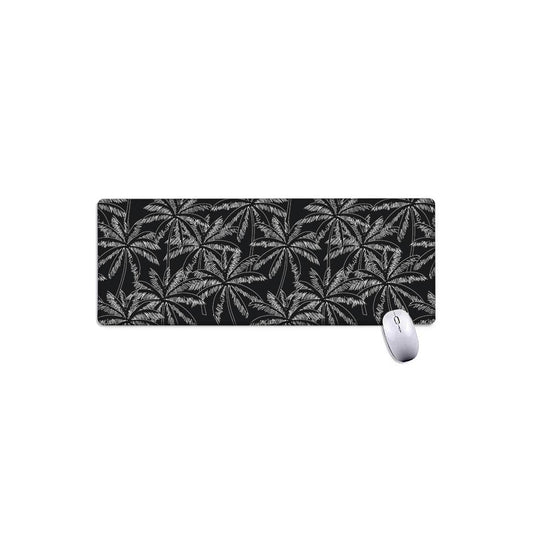 Black White Palm Tree Pattern Print Extended Mouse Pad