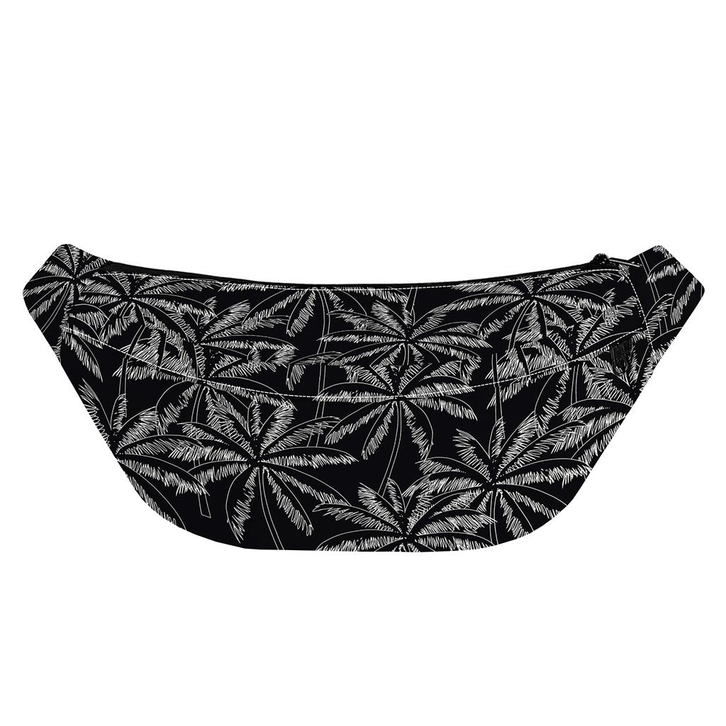 Black White Palm Tree Pattern Print Fanny Pack