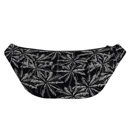 Black White Palm Tree Pattern Print Fanny Pack