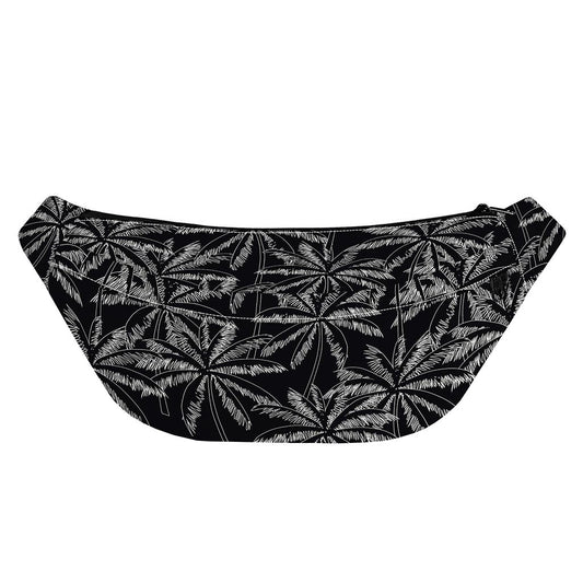 Black White Palm Tree Pattern Print Fanny Pack