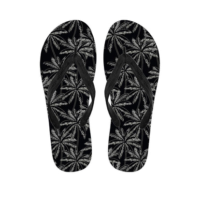 Black White Palm Tree Pattern Print Flip Flops