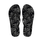 Black White Palm Tree Pattern Print Flip Flops