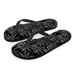 Black White Palm Tree Pattern Print Flip Flops