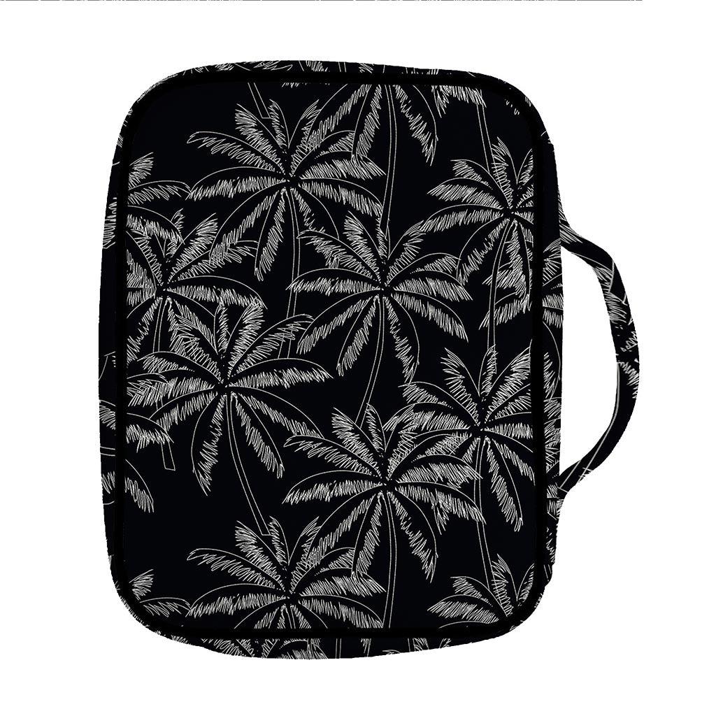 Black White Palm Tree Pattern Print Front Pocket Bible Bag