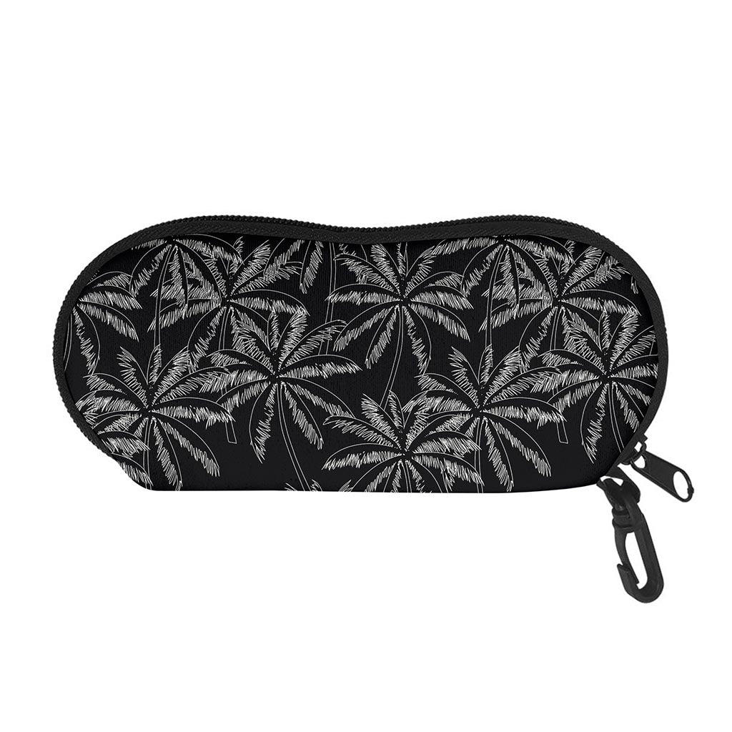 Black White Palm Tree Pattern Print Glasses Case