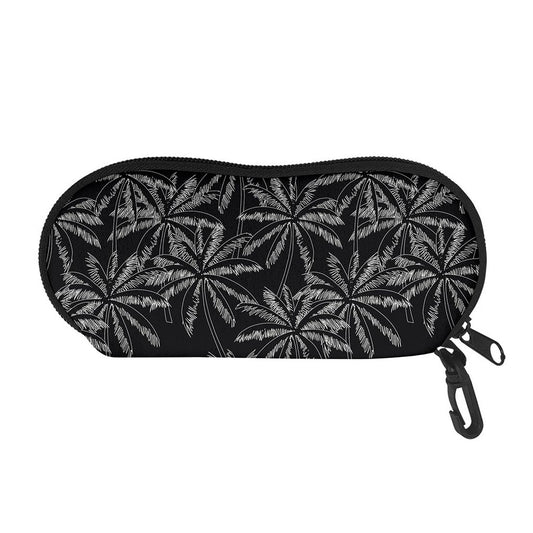 Black White Palm Tree Pattern Print Glasses Case