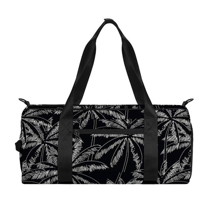 Black White Palm Tree Pattern Print Gym Bag