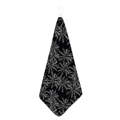 Black White Palm Tree Pattern Print Hand Towel