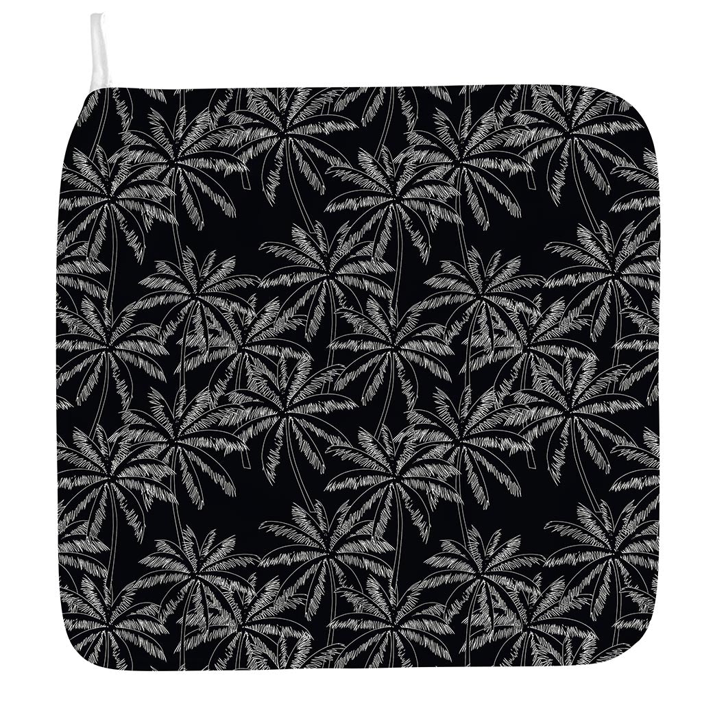 Black White Palm Tree Pattern Print Hand Towel