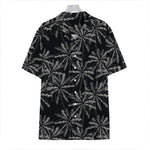 Black White Palm Tree Pattern Print Hawaiian Shirt