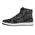 Black White Palm Tree Pattern Print High Top Leather Sneakers