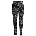 Black White Palm Tree Pattern Print High-Waisted Pocket Leggings