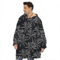 Black White Palm Tree Pattern Print Hoodie Blanket